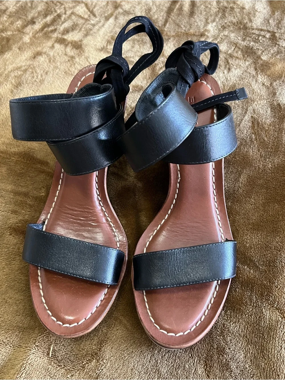 Bernardo Black Leather Lace-Up Sandals